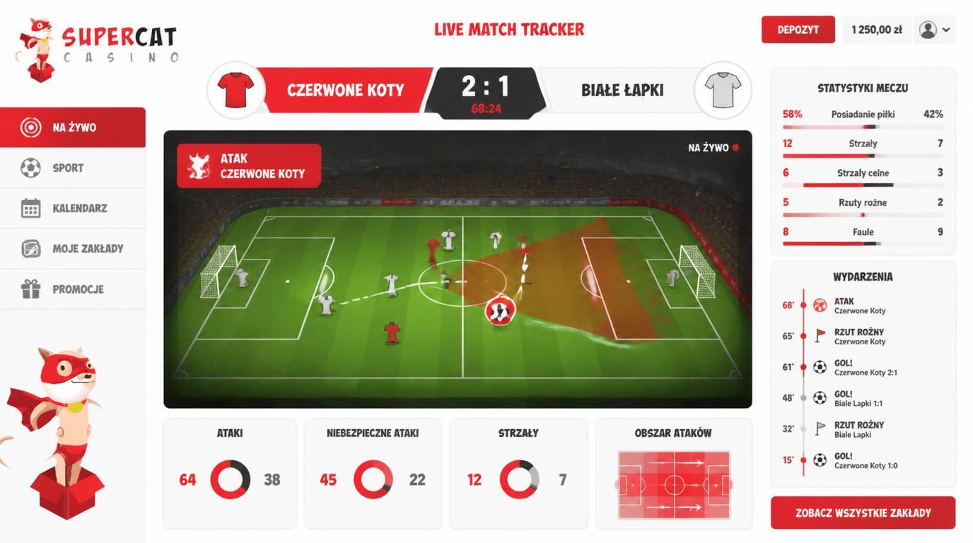 ekran live match tracker pokazujący przebieg meczu w czasie rzeczywistym 