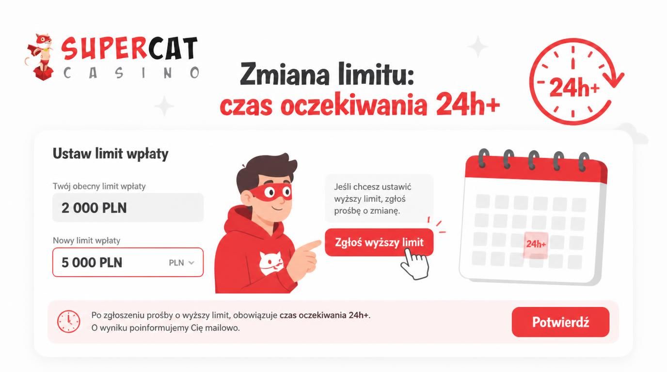 Interfejs zmiany limitu wpłat z widocznym opóźnieniem 24 godziny.